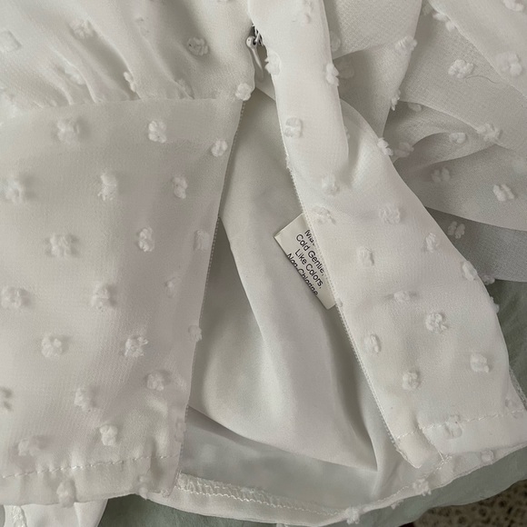 “Swiss Dot Lettuce Trim Crop Milkmaid Blouse” - Picture 5 of 6